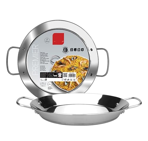 Paellera - paellera de acero inoxidable de 40 cm, ideal para cocinar, resistente y fácil de limpiar, apta para todo tipo de cocinas.