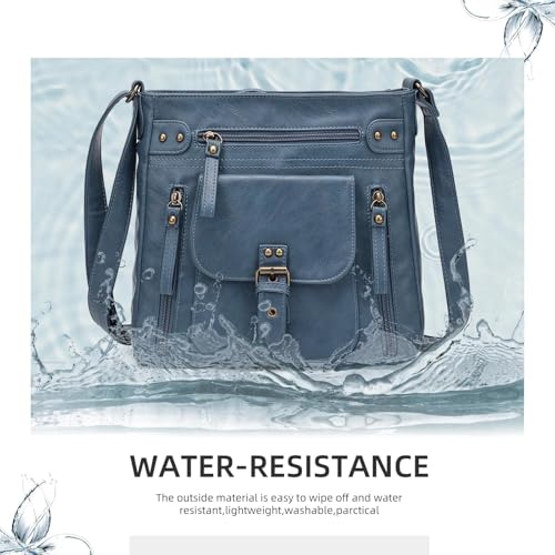 Image of Crossbody Bags for Women Medium PU Leather Multi Pocket Shoulder Purses