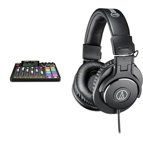 Image of RODE RODECaster Pro II All-in-One Production Solution for Podcasting, Streaming, Music Production and Content Creation,Black & Audio-Technica ATH-M30x Professional Studio Monitor Headphones, Black