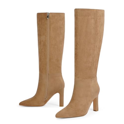 Knee High Boots Women Pointed Toe Chunky High Heel Tall Boots for Women Block Fall Long Knee High Boots2