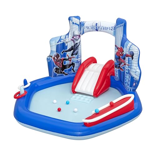 Marvel Spider-Man Inflatable Water Play Center 611 x 69 x 50 Kids Outdoor Activity Center with Water Archway & Slide Game & Splash Pool