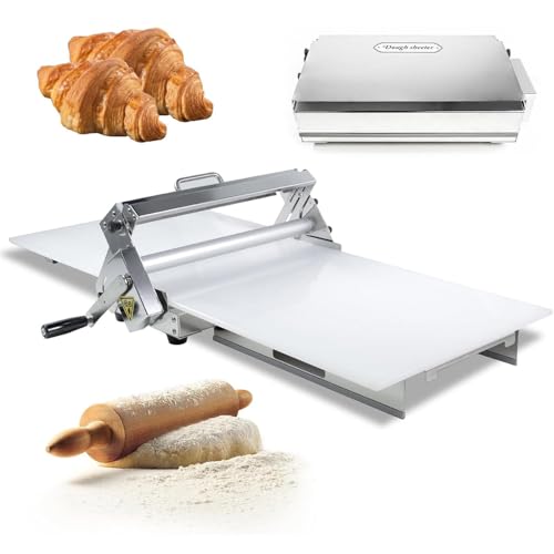 WEIZIIA Croissant Dough Laminator, Commercial Dough Roller Sheeter, Dough Machine Thickness Adjustable 0-25mm, Stainless Steel, Table Top Croissants Fondant Pizza Pastry Sheeter Machine Type300