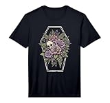 Mens Skull Goth Flower Floral Coffin Grunge Dark Alt Aesthetic Performance T-Shirt