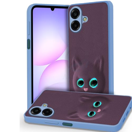 Image of AESTMO Back Case Cover for Samsung Galaxy A07 / M07 / F07 / F70E Back Cover | 3D Cat Cover | Leather Finish | Full Body Protection | Camera Protection Back Cover (Purple)