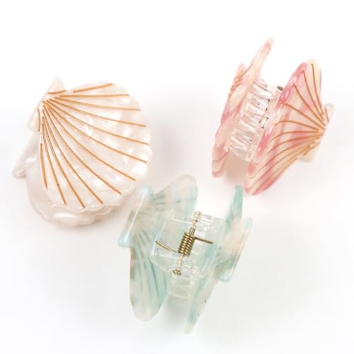 3 pzas mini pinzas conchas marinas 3 colores miniatura 4