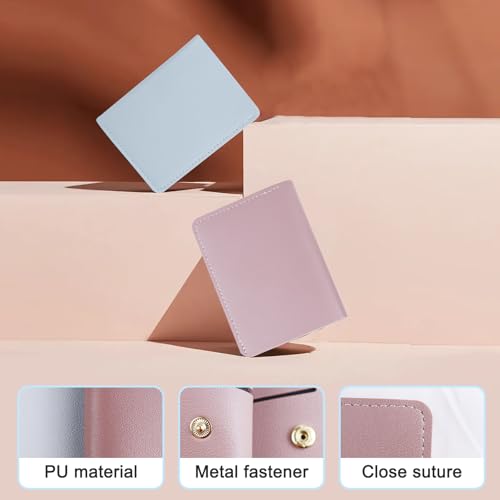 Ladies Purse, Ultra-Thin Small Wallets Woman with Snap for 8 Credit Card Slots and 1 Banknote Slot, Solid Color Credit Card Holder for Women (Blue)3