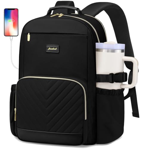 Laptop Backpack for Women Bookbag: 15.6 inch Work School Backpacks with Pouch Pocket for Large Capacity Cup & USB Charger College Book Bag Travel Business Nurse Teacher Bookbags Anti-theft Back Pack