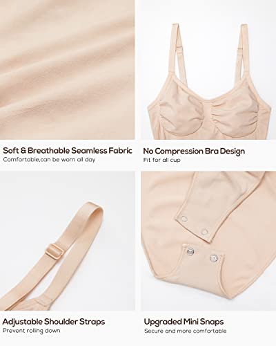 Inlyric Women's Shapewear Bodysuit Tummy Control Slimming Sculpting Seamless Body Shaper Camisole Tops Beige 2X-Large-3X-Large #TOP4