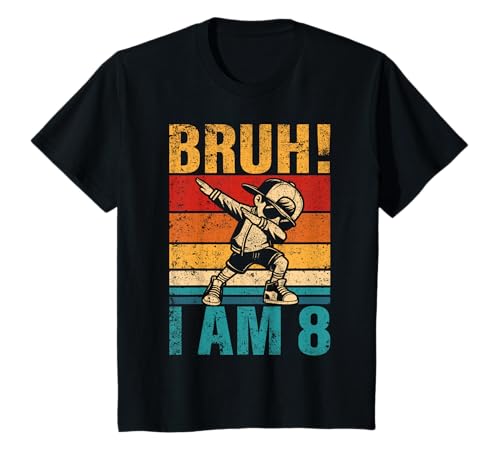 Kids 8 Year Old Birthday Dabbing Boy Bruh It's My 8th Birthday T-Shirt