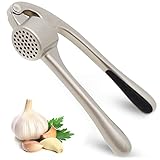 Premium Garlic Press with Soft Easy-Squeeze Ergonomic Handle, Sturdy Design Extracts More Garlic Paste Per Clove, Garlic Crusher for Nuts & Seeds, Professional Garlic Mincer & Ginger Press - by Zulay