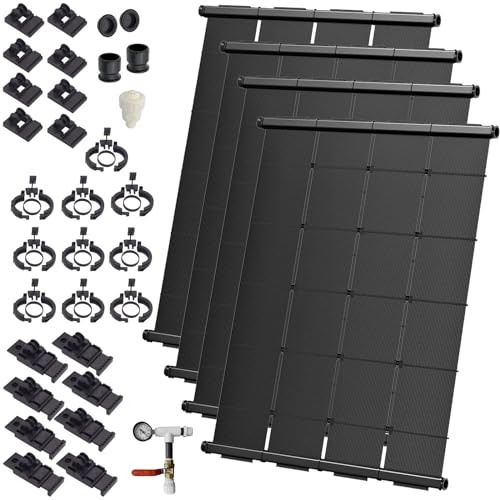 Industrial Grade Solar Pool Heater DIY Kit - Superior High-Wind Strapless Mounting System & Maximum Freeze Resistance (4-4'x10.5' / 168 Square Feet)