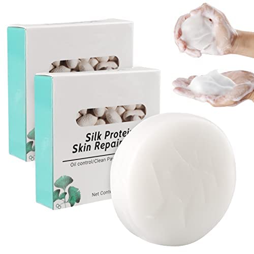 ATOPET 2PCS SkinFerm Collagen Milk Whitening Soap, Silk Protein Skin Repair Soap, Exfoliating and Brightening Soap for Dull