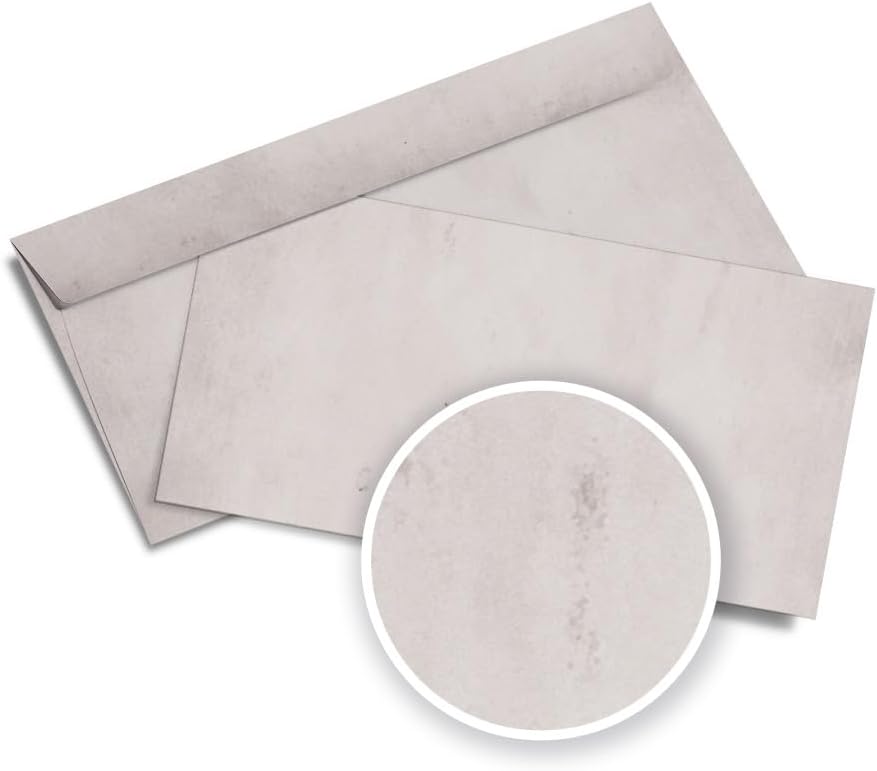 Partycards Pack of 50 Envelopes DIN Long (22 cm x 11 cm) with Weight 100 g/m² for All Printers (Light Grey, 22 cm x 11 cm)