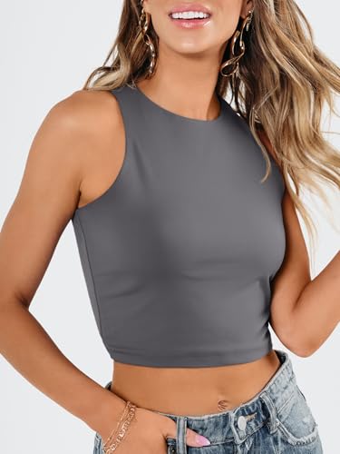 Image of EFAN Womens Sexy Sleeveless Double Lined Crop Tops Workout Cute Tight Racerback Tank Tops Summer Clothes Teen Girls 2025