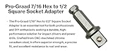 Pro-Graad 7/16 Hex to 1/2 Square Socket Adapter Drive Converter, Impact Driver Bit, Spring Ball Retainer, 2” Extension, 7/16” to 1/2” Impact Adapter, Works with 7/16 Impact Driver & 1/2 Electric Drill - Image 5