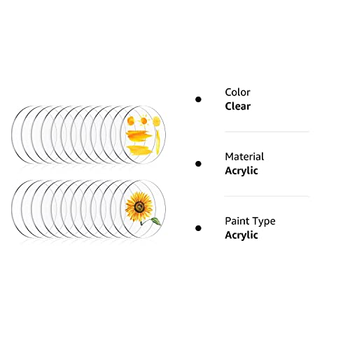 24 Pieces Acrylic Circle Discs Transparent Discs For Painting, Thick Clear Round Acrylic Sheet Acrylic Ornaments Acrylic Circle Disc Ornament Blanks For Diy, Art Crafts, Engraving (1.5 Inch) #TOP7