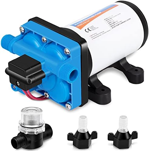 YOUNGTREE RV Fresh Water Pump 12V 5.0GPM 55PSI, 12Volt DC Self Priming Water Pump with Strainer Filter for RV Yacht Camper Garden Sprayer