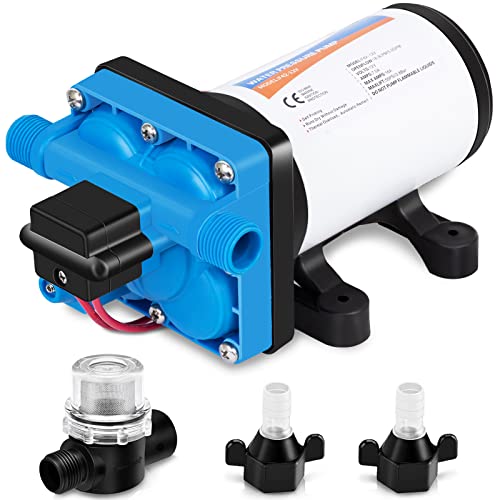 Youngtree Rv Fresh Water Pump 12V 5.0Gpm 55Psi, 12Volt Dc Self Priming Water Pump With Strainer Filter For Rv Yacht Camper Garden Sprayer #TOP3