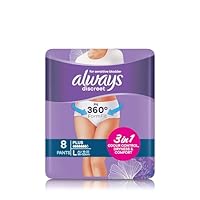 Always Discreet Incontinence Underware, Plus Large, 8 Pack