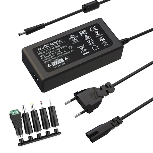 HYCTP AC/DC 12V5A Netzteil Adapter, 60W/65W, Passend Für 3D-Drucker, LCD-Anzeigen, LED-Streifen Lichter, AOC Computerbildschirme, Laptops, HKC Wasserreiniger, Kompatibel mit DC12V 0-5000MA Geräten