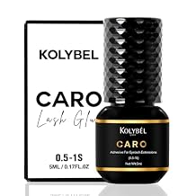KOLYBEL Eyelash Extension Glue / 7-8 Weeks Retention/0.5-1 Sec Drying Time/5ml Black Caro Lash Extension Adhesive/Professional Lash Artist & Salon UseCaro M05,5ml