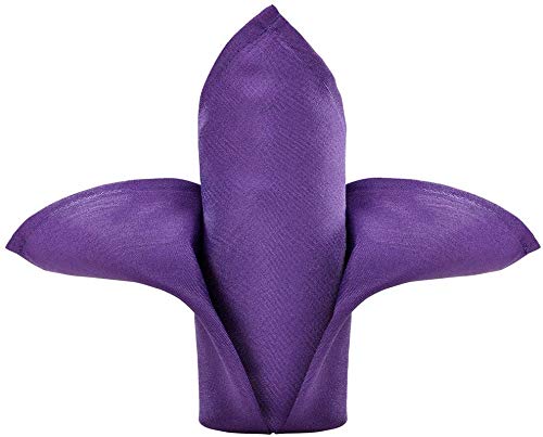 Cieltown Polyester Cloth Napkins 1-Dozen, Solid Washable Fabric Napkins Set Of 12, Perfect For Weddings, Parties, Holiday Dinner (20 X 20-Inch, Purple) #TOP5