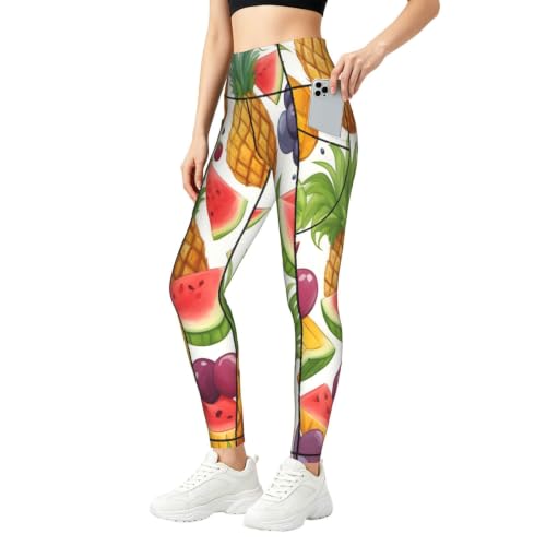 Pantalones de yoga holgados mujer leggings de descanso longitud completa pantalones estampados frutas