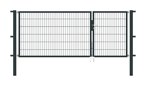Alberts 646998 Doppeltor Flexo mit Zubehör | verschiedene Breiten und Höhen | anthrazit | Breite 100 + 200 cm | Höhe 120 cm