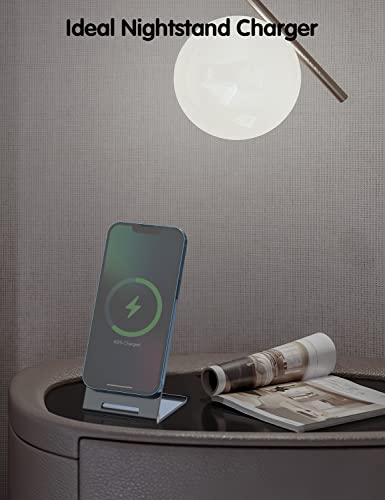Image of Wireless Charger for Apple MagSafe, iPhone Stand Holder for Desk, Foldable Aluminum Alloy Magnetic Wireless Charger for Apple iPhone 13 Pro Max, 13 Pro, 13, 13 Mini, 12 Pro Max, 12 Pro, 12, 12 Mini