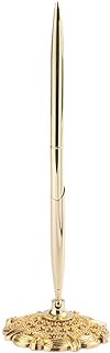 Teensery Wedding Pen - Metal Signing Pen with Hollow Round Pen Holder for Wedding, Bridal, Engagement Party & Valentine's Day Favors, 1 Piece (Gold)