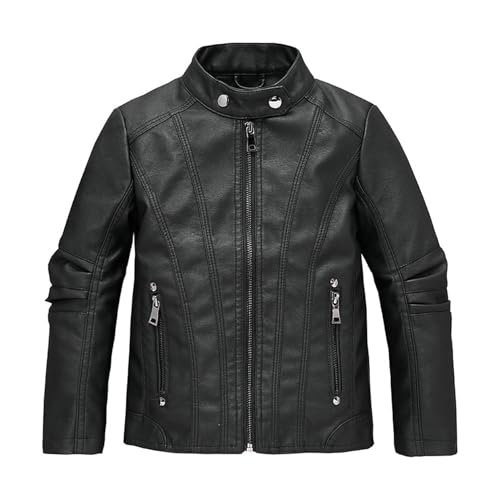 Boys Girls Leather Jackets Spring Autumn Children Motorcycle Faux Leather Zipper Coat