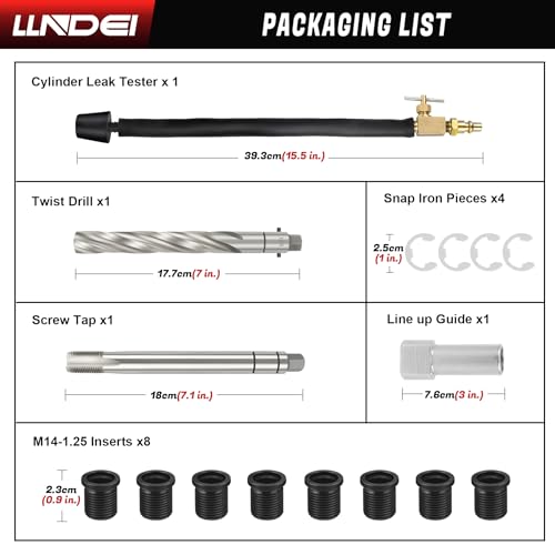 Image of LLNDEI Spark Plug Thread Repair Kit, 38900 Two Valve Ford Triton Tool Compatible, 16 PCS Spark Plug Thread Repair Kit for Repairing Ford 4.6L, 5.4L and 6.8V-10 Two Valve Engines