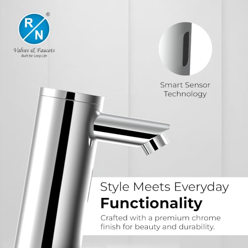Image of RN Automatic Touchless Sensor Faucet for Wash Basin, Motion Sensor Bathroom Sink Tap, Hands-Free Smart Faucet with Chrome Finish, Water Saving Kitchen & Bath Fixture (Pillar Body.3)
