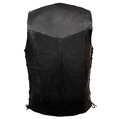 Image of EVENT LEATHER EL5315TALL Black Motorcycle Leather Vest for Men's Tall Sizes Riding Club Adult Motorcycle Vests