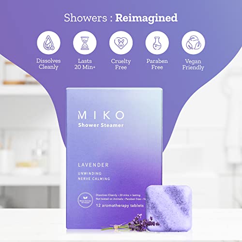Miko Shower Steamers Aromatherapy For Women And Men, 12 Pack Long Lasting Essential Oil Infused Shower Bomb Aromatherapy For Stress Release And Relaxation, Valentine’s Day Gift For Him & Her -Lavender #TOP3