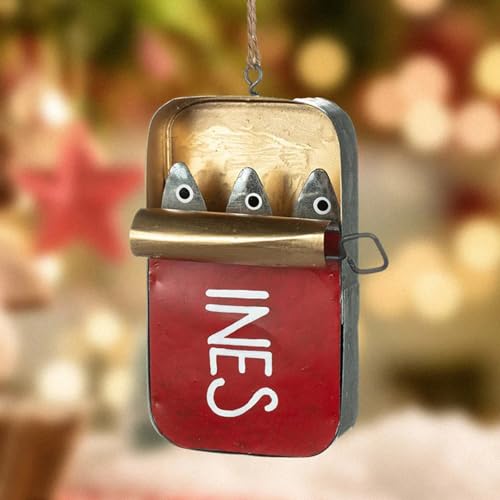 Estilo costeiro sardinha pode enlatado pingente ornamento etiquetas marisco engraçado ornamentos DIY decoração para a casa estanho sardinhas peixe decoração