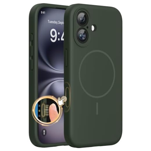 Miracase Silicone & Magnetic for iPhone 16 Case, Dark Green | Compatible with MagSafe, Anti-Scratch Microfiber Lining, Liquid Silicone Case Shockproof Drop Protection Phone Case for 16