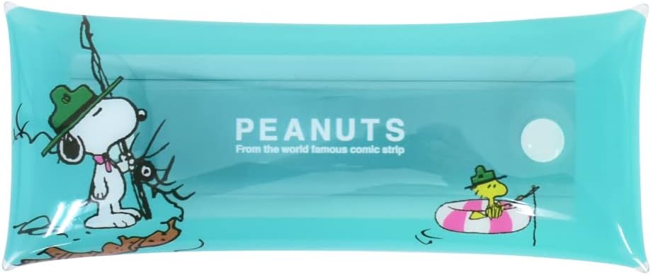 Snoopy 0234 Women's Pen Case, Pencil Case, Accessory Holder, Glasses Case, Clear Multi Case, L, Slim, Green (SPZ-3113)