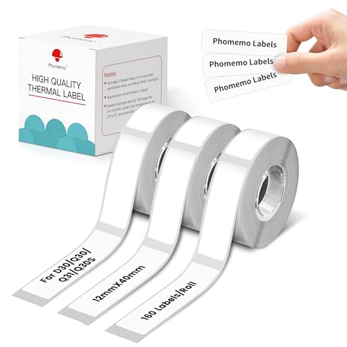 Étiquettes adhésives thermiques 12mm x 40mm à haute adhérence sans encre