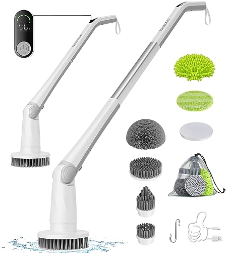DANKARI Electric Spin Scrubber, Upgrade Cordless Cleaning Household Supplies, 2H for Toilet Shower Floor Grout Bathroom Tile Wall Cleaner 6 Scrub Brush Replacement, Power Spin Mop Kitchen Housekeeping DANKARI Electric Spin Scrubber, Upgrade Cordless Cleaning Household Supplies, 2H for Toilet Shower Floor Grout Bathroom Tile Wall Cleaner 6 Scrub Brush Replacement, Power Spin Mop Kitchen Housekeeping