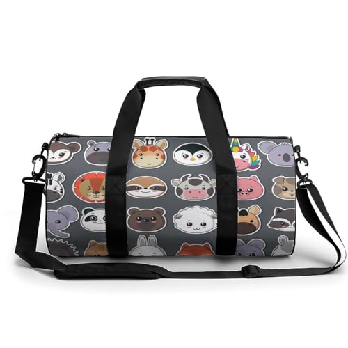 Duffel bag camping randonnée dessin animé animaux grand sac de voyage et sport 45cm
