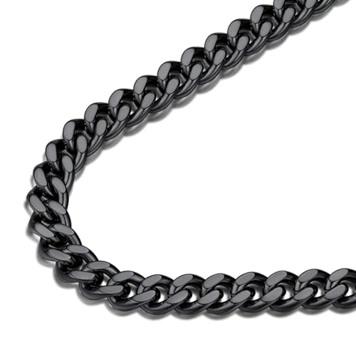 FindChic Men Curb Chain Necklace 18K Gold Plated/Stainless Steel/Black Chunky Double Tight Cuban Link Hip Hop Neck Chains for Men Boys 3.5MM/5MM/6MM/7MM/9MM/12MM 14''-30'' 8 Length Options (Send Gift Box)