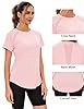 Gyabnw Women's Sports T-Shirt Gym Tops for Women Crew Neck Back Mesh Yoga Workout Running Fitness Athletic Short Sleeves Tee Light Pink #3