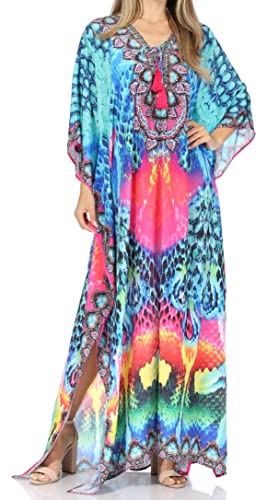 Sakkas SS1679 KF2503615LAT - LongKaftan Georgettina Ligthweight Printed Long Caftan