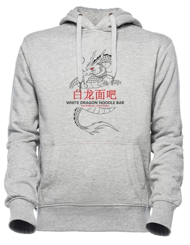 Sweat à capuche gris White Dragon Noodle Bar aux finitions soignées pour homme et femme