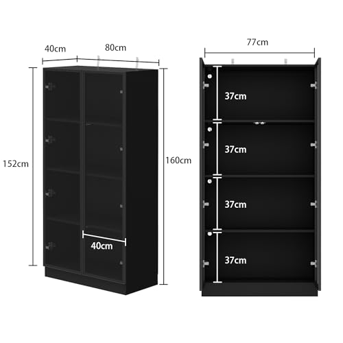 Vitrine Caldion mit Glastüren und 3 Beleuchtungsoptionen