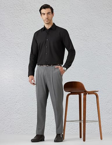 Image of Amazon Brand - Symbol Men's Pleated Stretchable Formal Pants |Half-Elasticated | Regular Fit (Available in Plus Sizes)