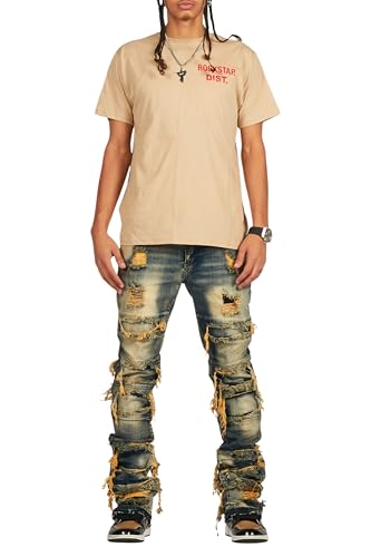 Men's Vasco Tint Dark Wash Blue Stacked Flare Jean in
