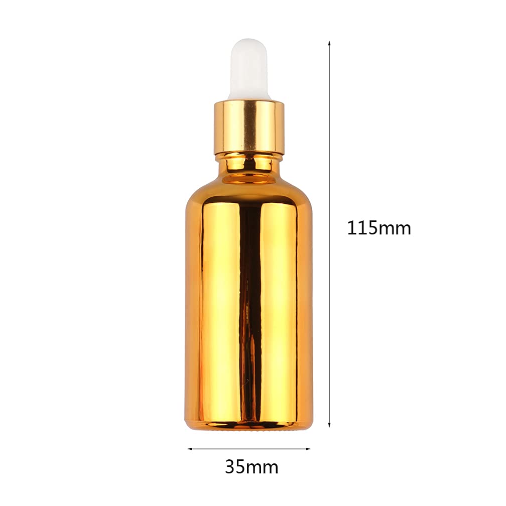 24 Stück 50 ml Leere Gold glasflasche Tropfflasche Pipettenflaschen mit Glaspipette, 50ml Glasflasche mit Tropfpipette mit Gold Schraubverschluss für ätherische Öle, Parfüm Öle