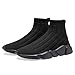 Casbeam Men's Running Knit Comfortable Lightweight Breathable Casual Sports Shoes Fashion Sneakers Slip-On Walking Shoes All Black Size 9.5